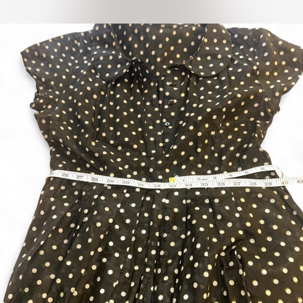Elegant Black and Gold Polka Dot Mini Dress - Picture 3 of 8